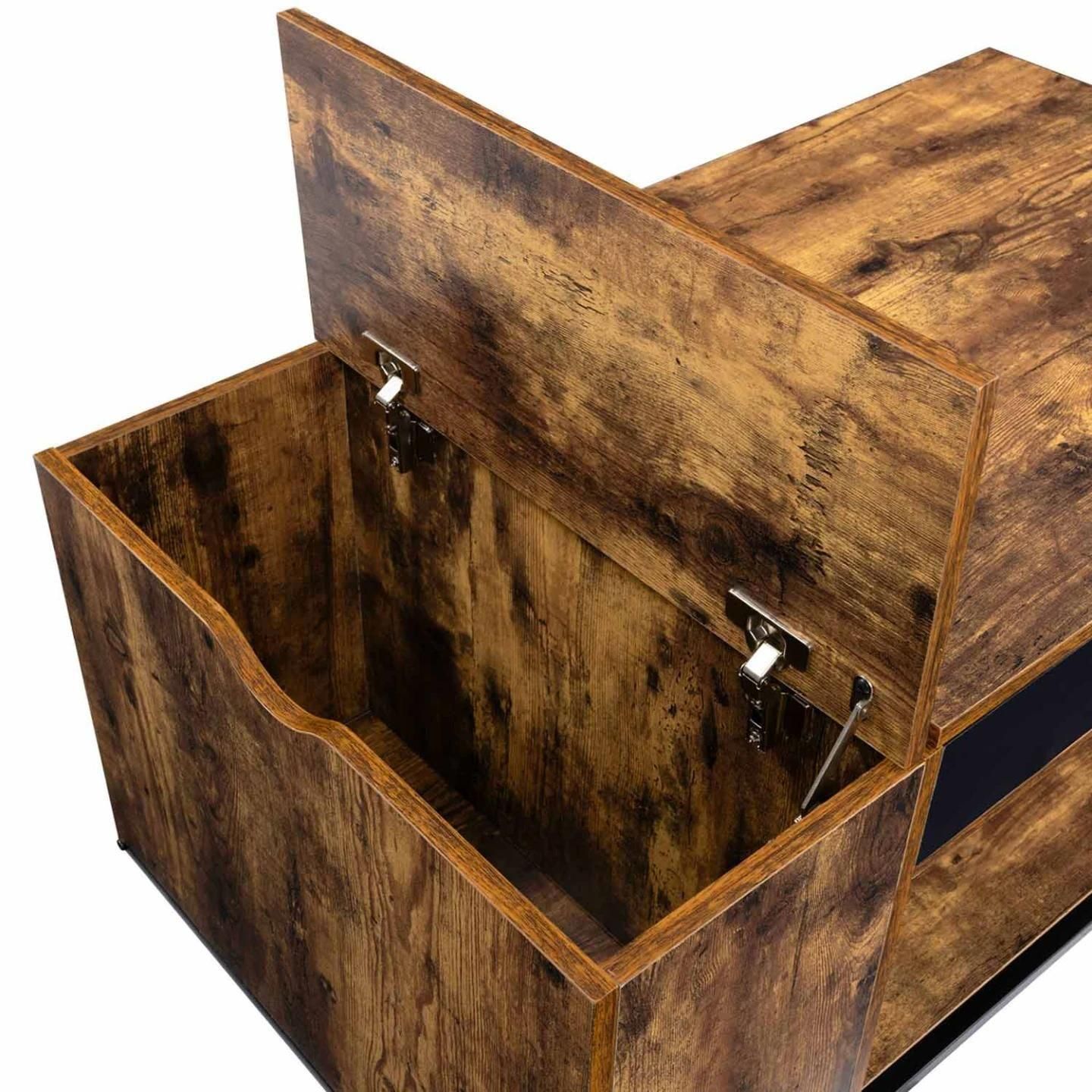 Table Basse Plateau Relevable Chicago Avec Coffre Design Industriel - 5