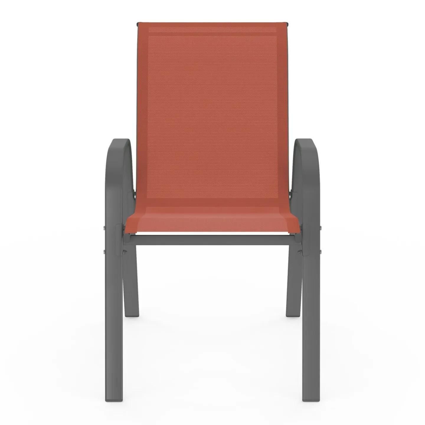 Lot De 6 Chaises De Jardin Lyma Mtal Et Textilne Empilables Terracotta - 3