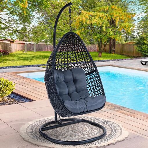 Fauteuil Lune Suspendu Ajour� Avec Coussin Gris