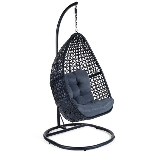 Fauteuil Lune Suspendu Ajouré Avec Coussin Gris - 2
