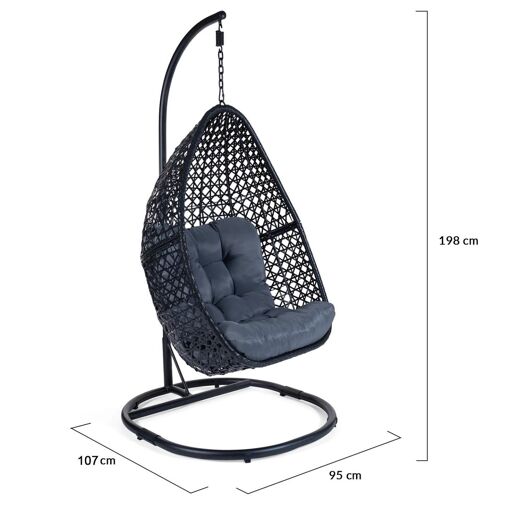 Fauteuil Lune Suspendu Ajour� Avec Coussin Gris - 5