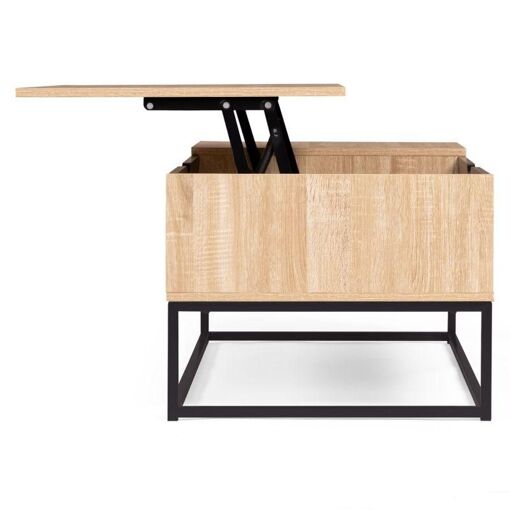 Table Basse Plateau Relevable Boston Avec Rangements Design Industriel - 5