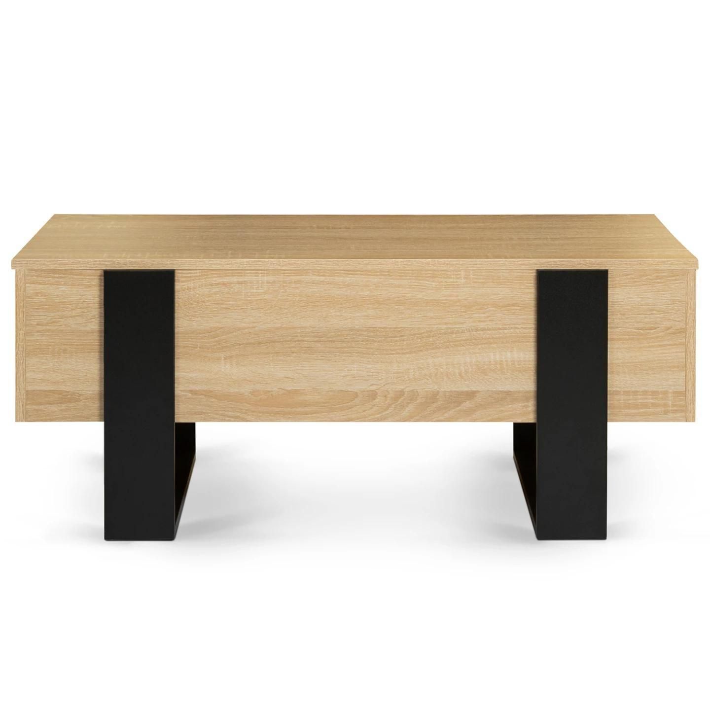 Table Basse Plateau Relevable Phoenix Bois Et Noir - 3