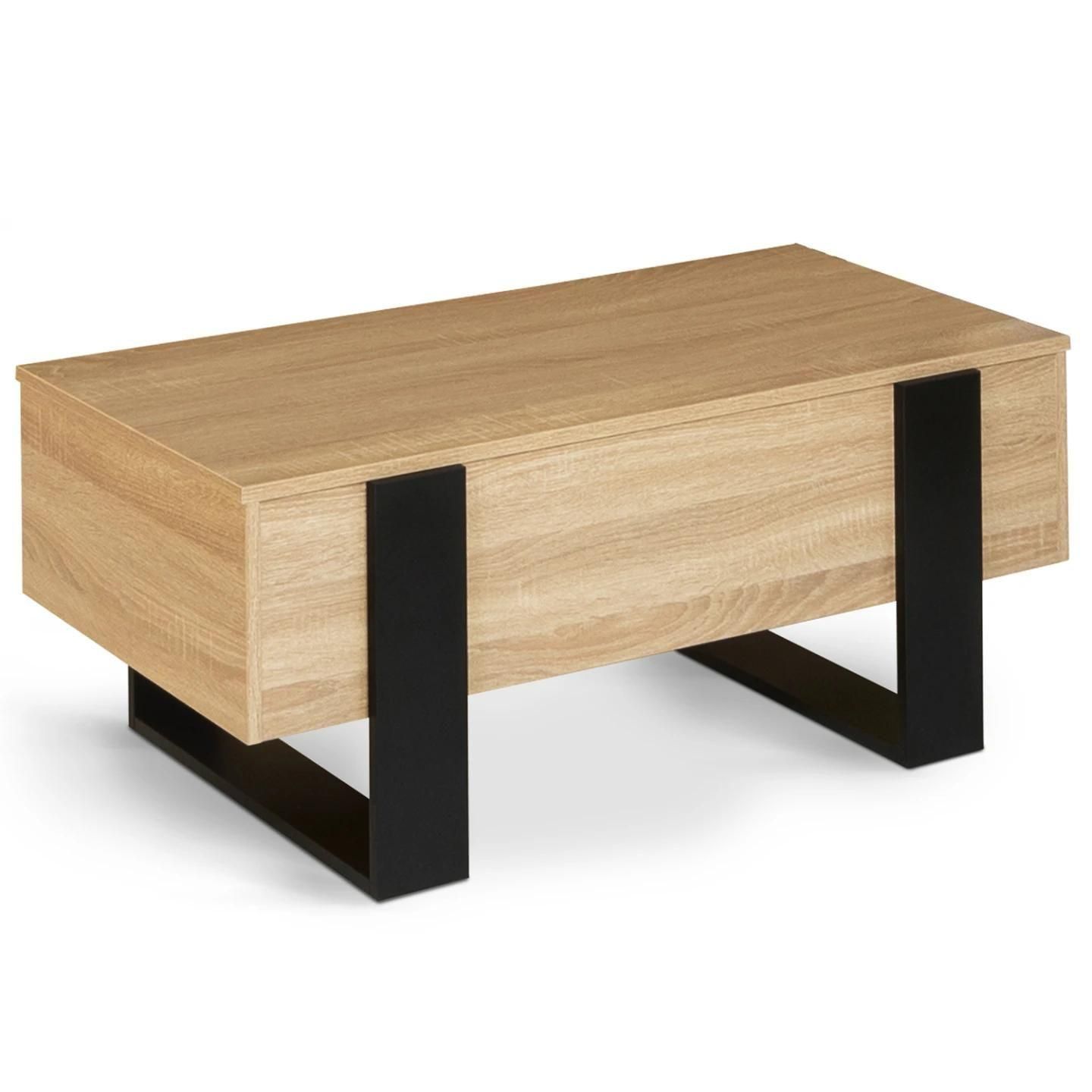 Table Basse Plateau Relevable Phoenix Bois Et Noir - 4