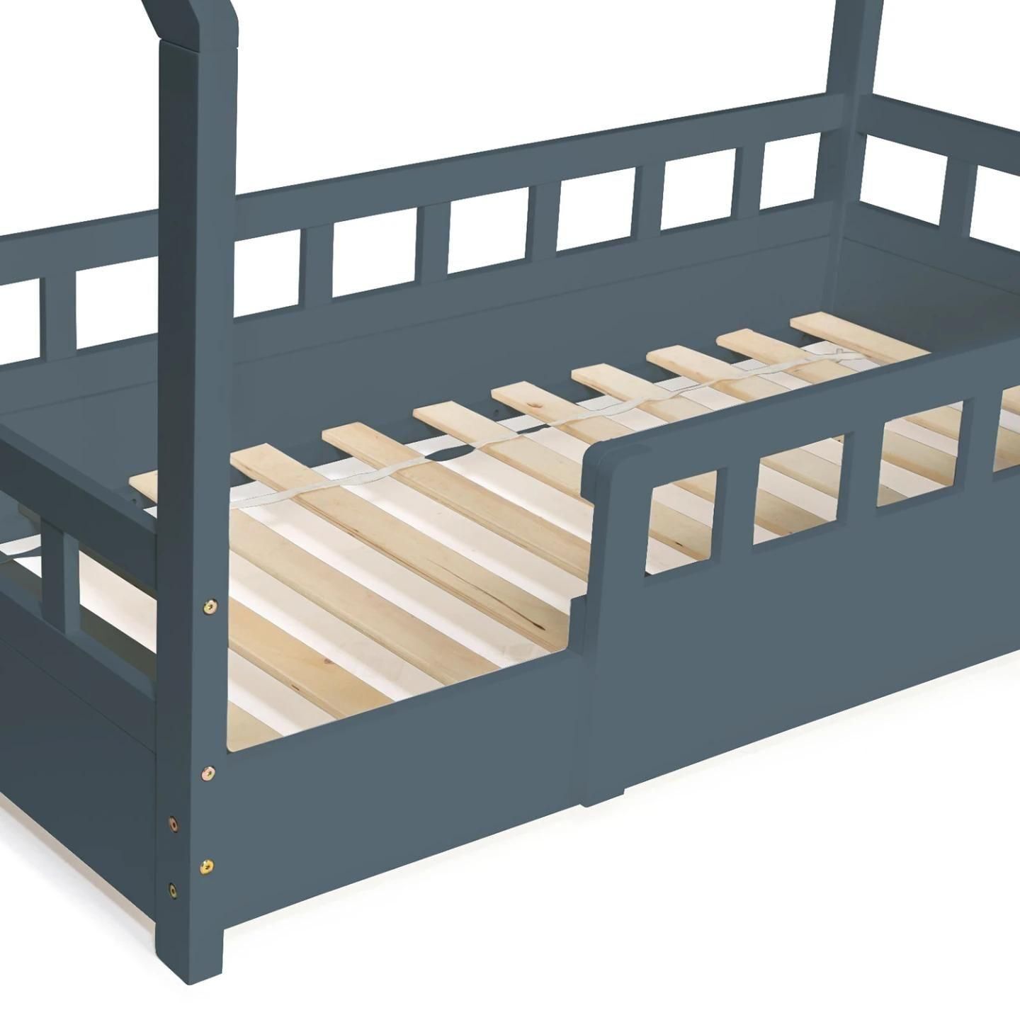 Lit Cabane Enfant 80 X 160 Cm Neree Gris - 3