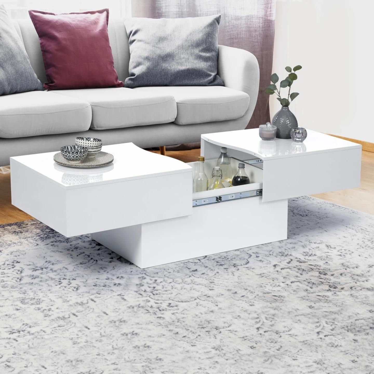 Table Basse Coulissante Marta Bois Blanc
