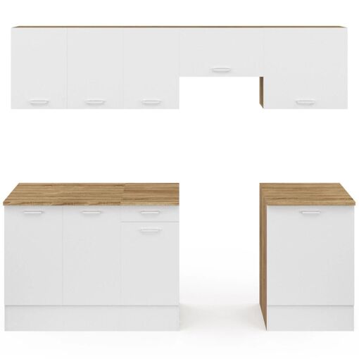 Cuisine Compl�te 240 Cm Subtil Avec Plan De Travail 7 �l�ments Bois Et Blan... - 3