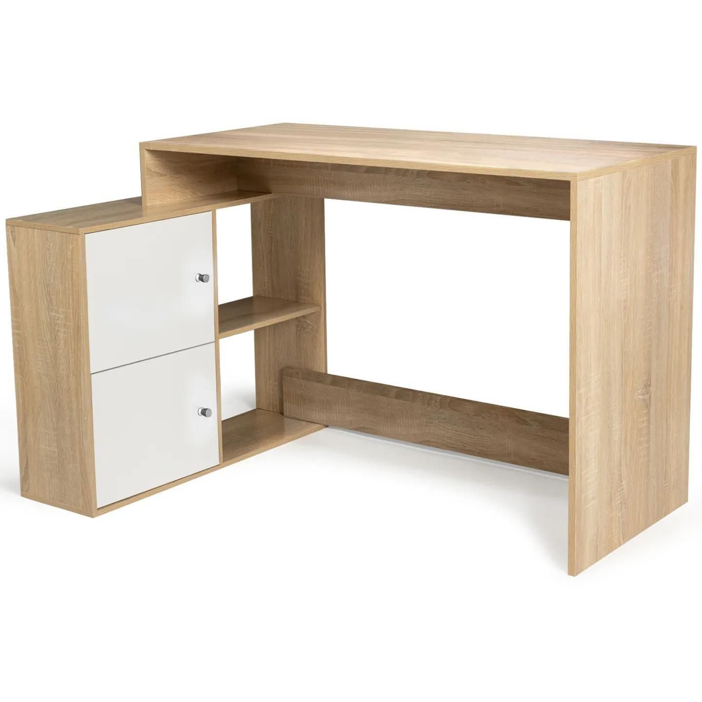 Bureau D'angle Bob Imitation Hêtre Portes Blanches - 2