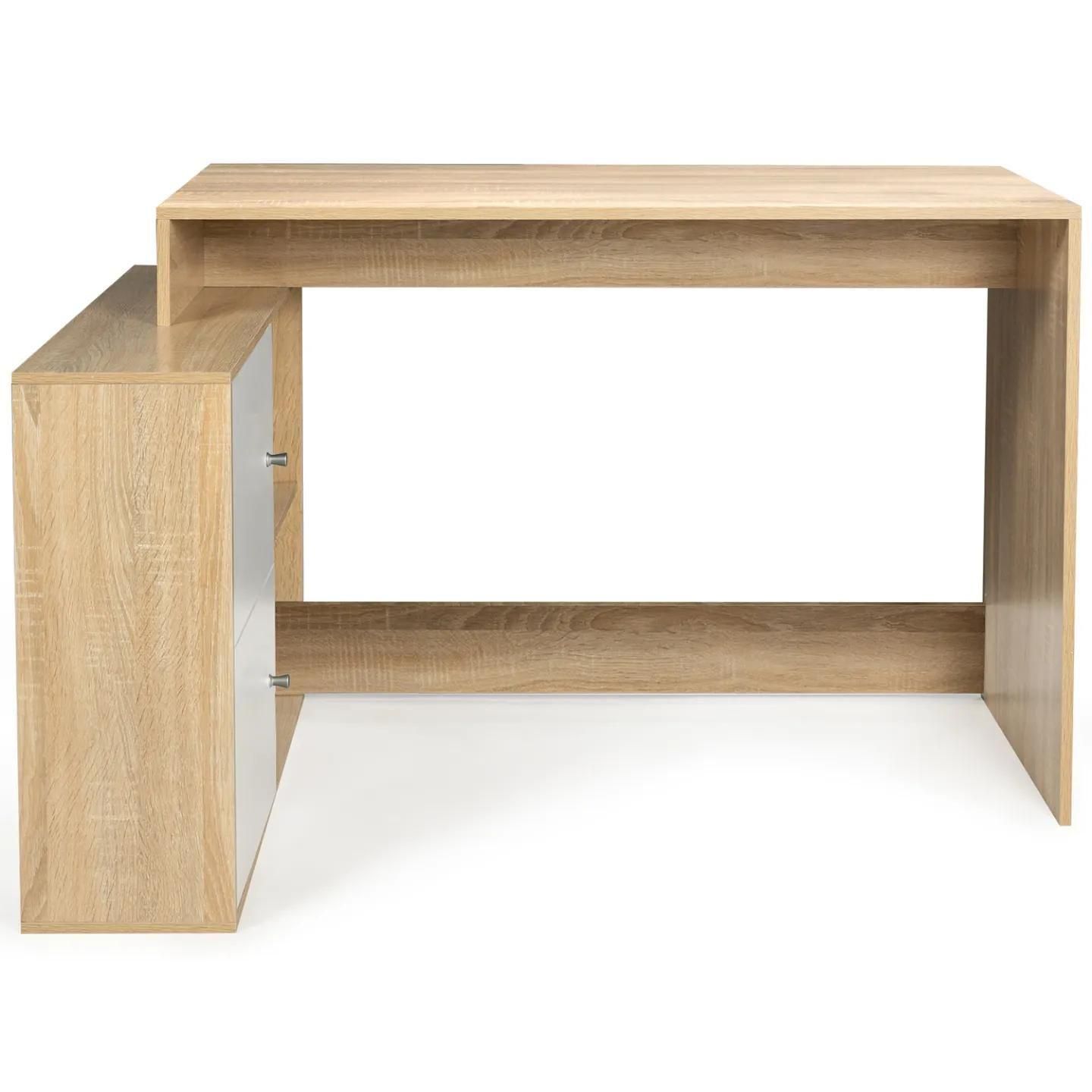 Bureau D'angle Bob Imitation Hêtre Portes Blanches - 5