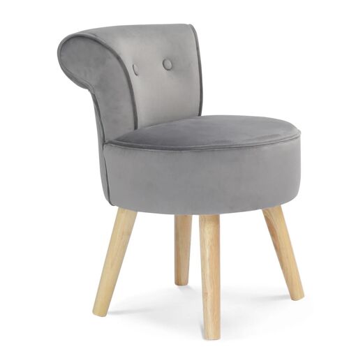 Fauteuil Crapaud En Velours Gris - 2