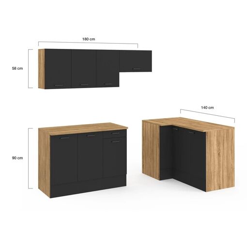 Cuisine Compl�te D'angle 400 Cm Subtil Avec Plan De Travail 7 �lements Bois... - 5
