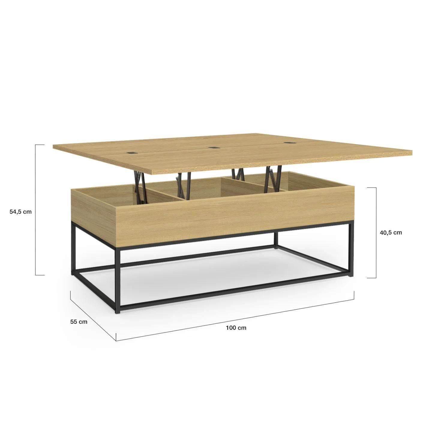 Table Basse Rectangulaire Relevable Convertible En Table  Manger Detroit D... - 5