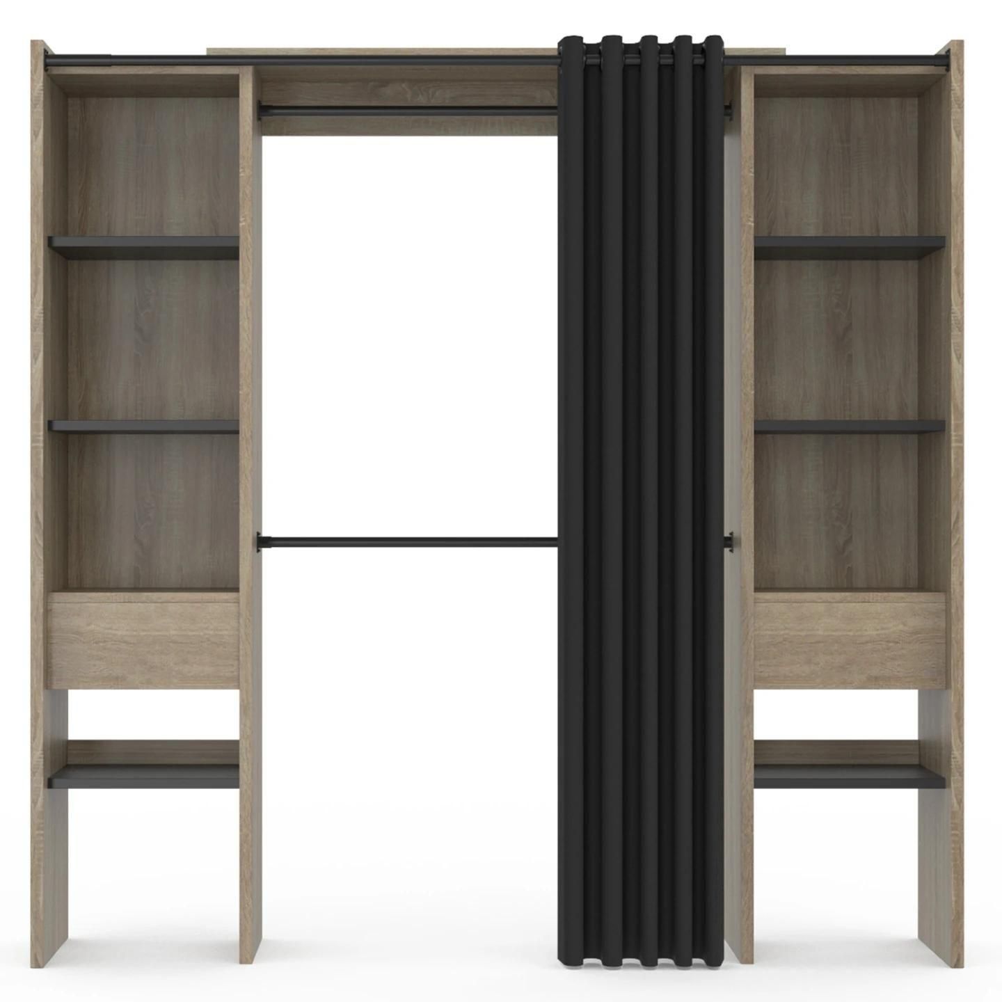 Dressing Extensible Double Meryl 120/180 X 50 X 180 Cm Htre Avec tagres ... - 3