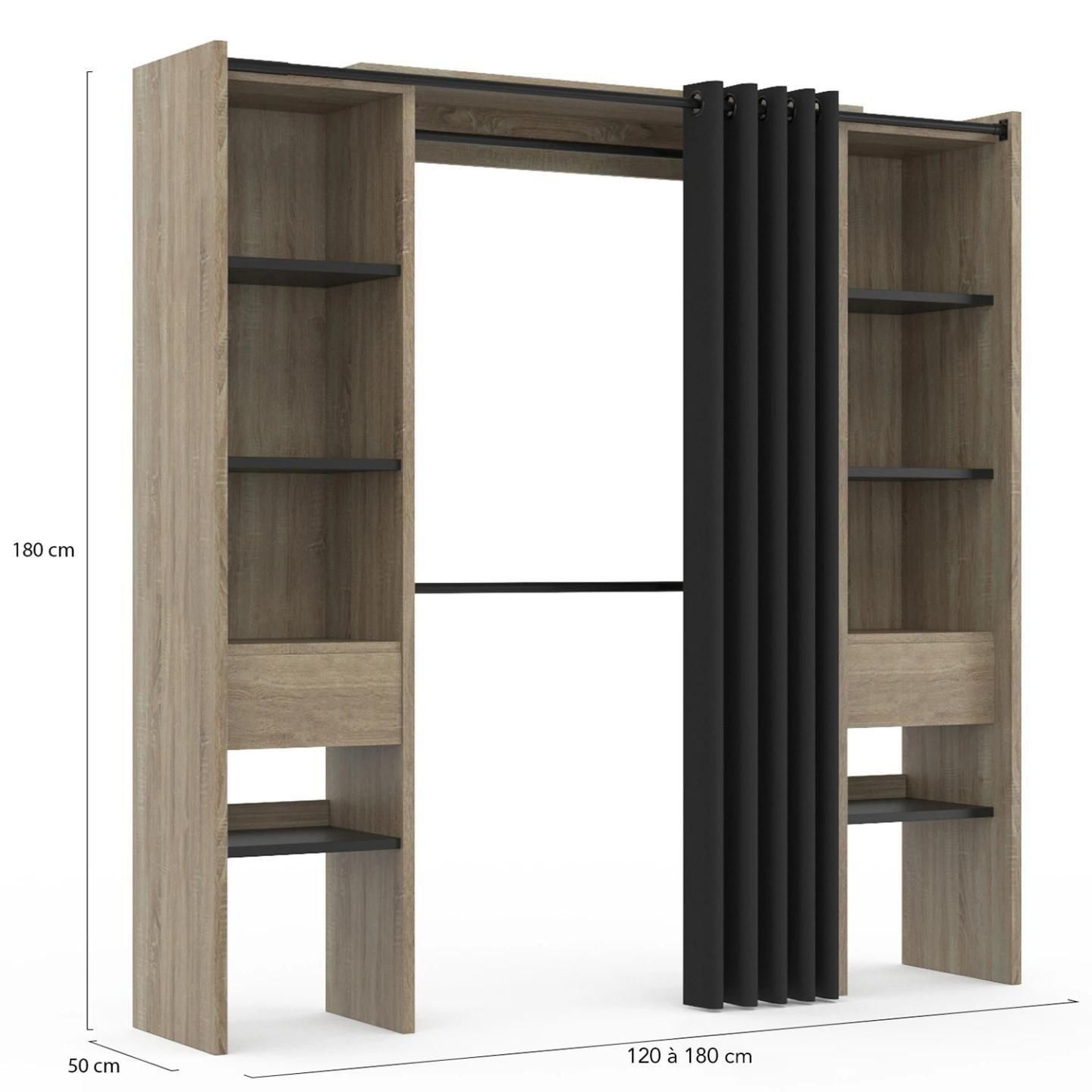 Dressing Extensible Double Meryl 120/180 X 50 X 180 Cm Htre Avec tagres ... - 4