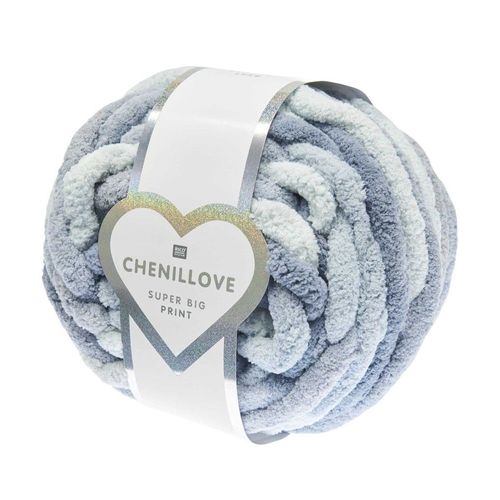 Pelote Chenillove Super Big Print 300g ¿ Rico Design : Douceur Xxl Pour Des Créations Moelleuses 04 Bleu