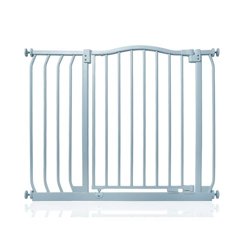 Safetots Barrière De Sécurité Supérieure Avec Design Courbé, Barrière De Sécurité À Pression Pour Escaliers, Portes, Couloirs Et Espaces Pour Bébés, 89cm - 98cm, Couleur Gris Mat