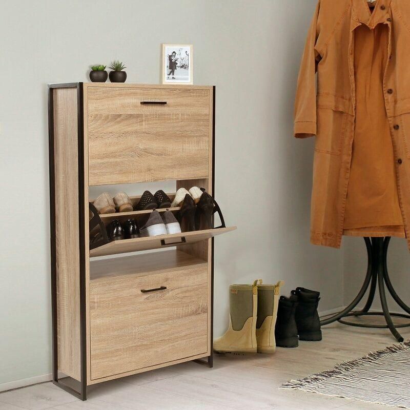 Meuble A Chaussures Luis 3 Portes Design Industriel - 7