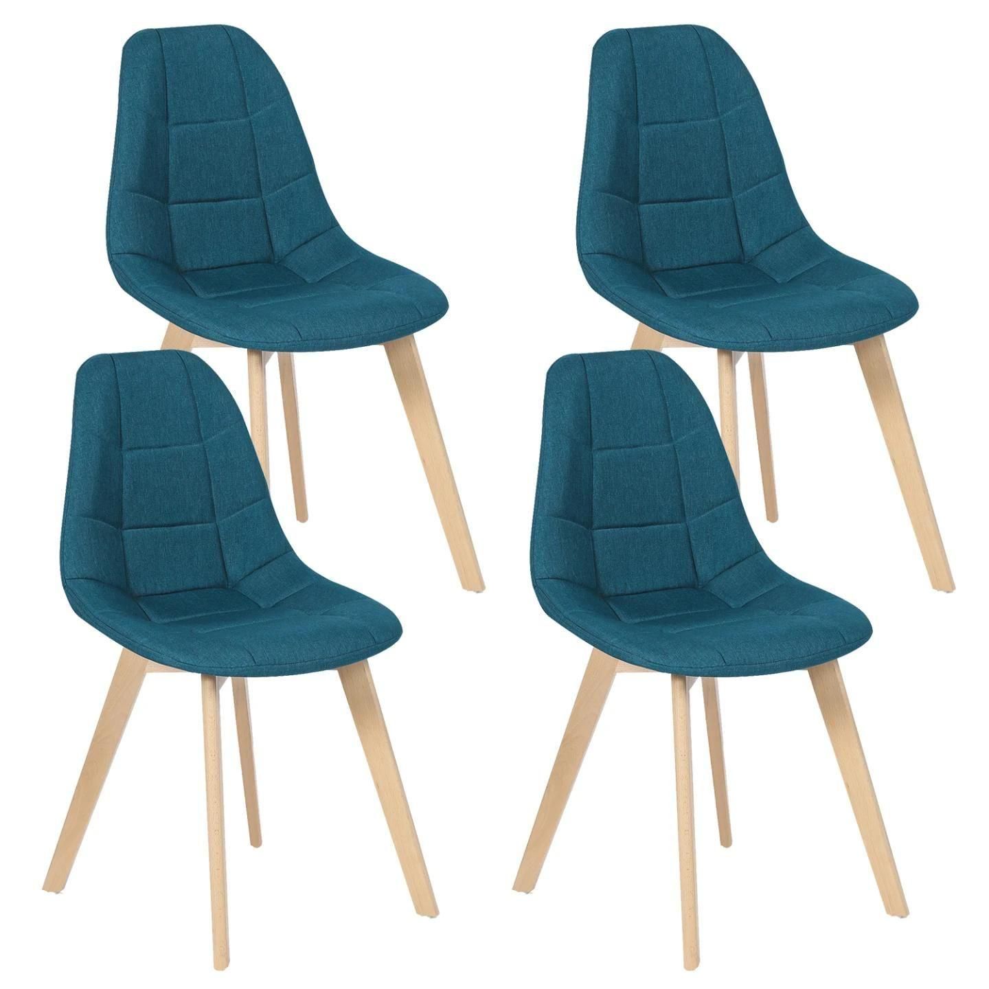 Lot De 4 Chaises Gaby Bleues En Tissu Pour Salle  Manger - 2