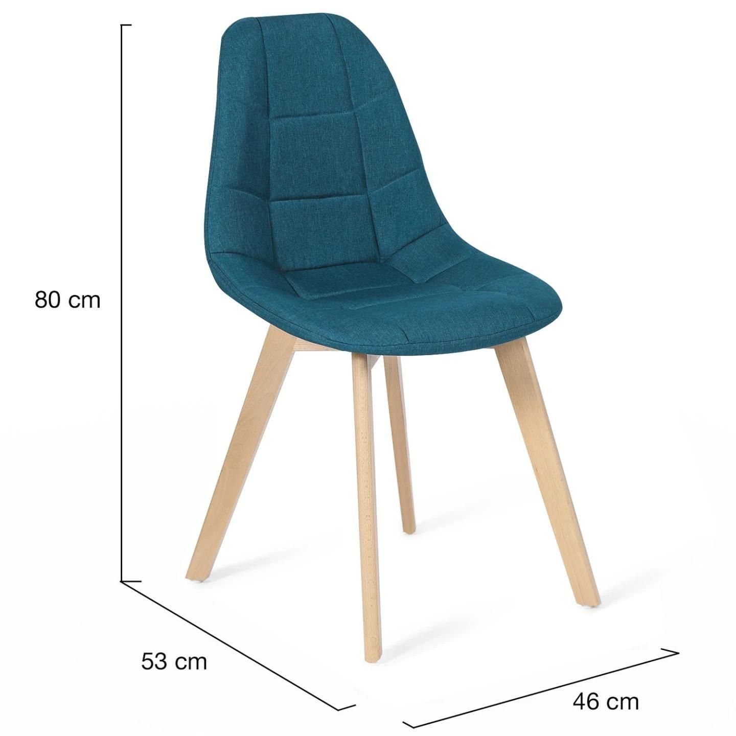 Lot De 4 Chaises Gaby Bleues En Tissu Pour Salle  Manger - 4