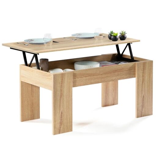 Table Basse Plateau Relevable Tara Bois Imitation H�tre - 2