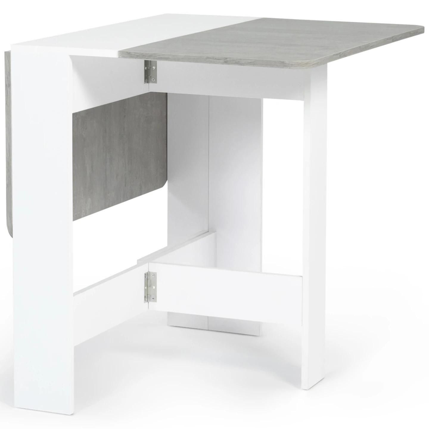 Table Console Pliable Edi 2-4 Personnes Blanche Plateau Effet Bton - 4