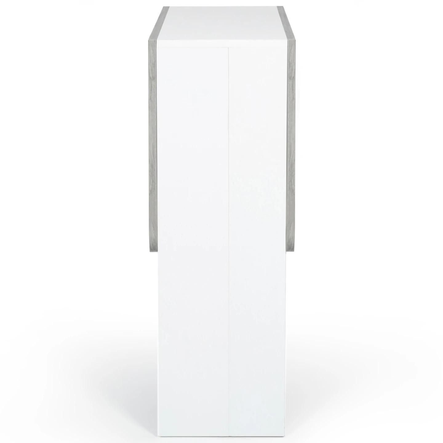 Table Console Pliable Edi 2-4 Personnes Blanche Plateau Effet Bton - 6