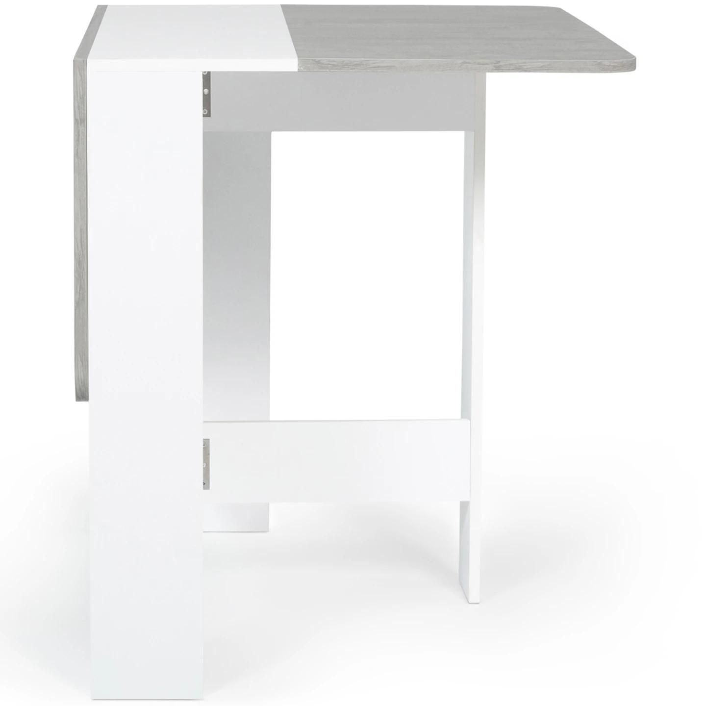 Table Console Pliable Edi 2-4 Personnes Blanche Plateau Effet Bton - 7