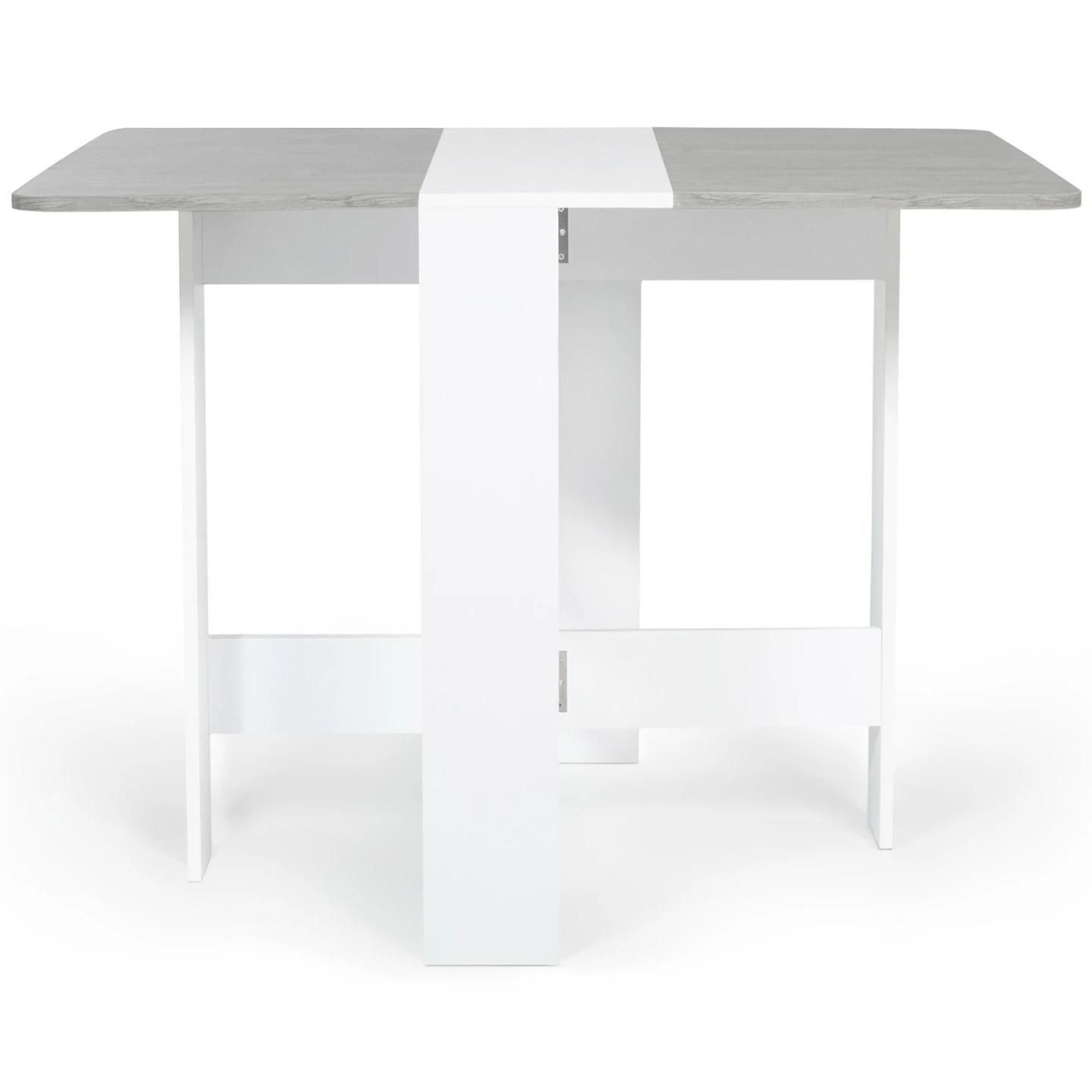 Table Console Pliable Edi 2-4 Personnes Blanche Plateau Effet Bton - 8