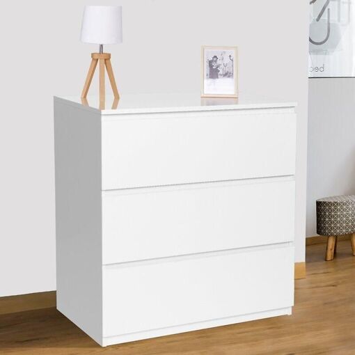 Commode 3 Tiroirs Tomi Bois Blanc - 5
