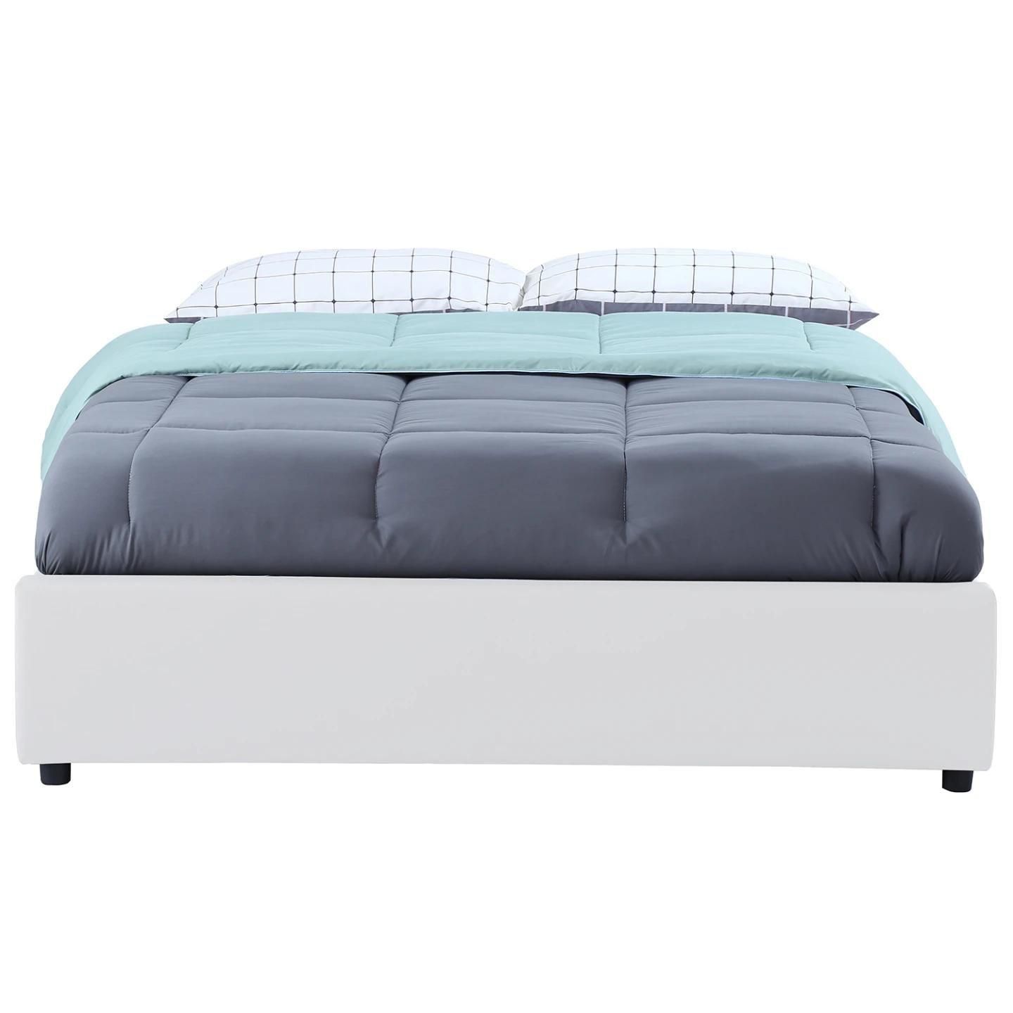 Lit Coffre Double Miami Avec Sommier 140 X 190 Cm Pvc Blanc - 3