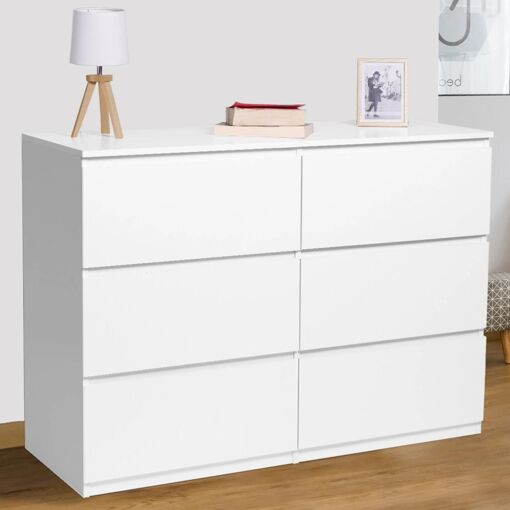 Commode 6 Tiroirs Tomi Bois Blanc