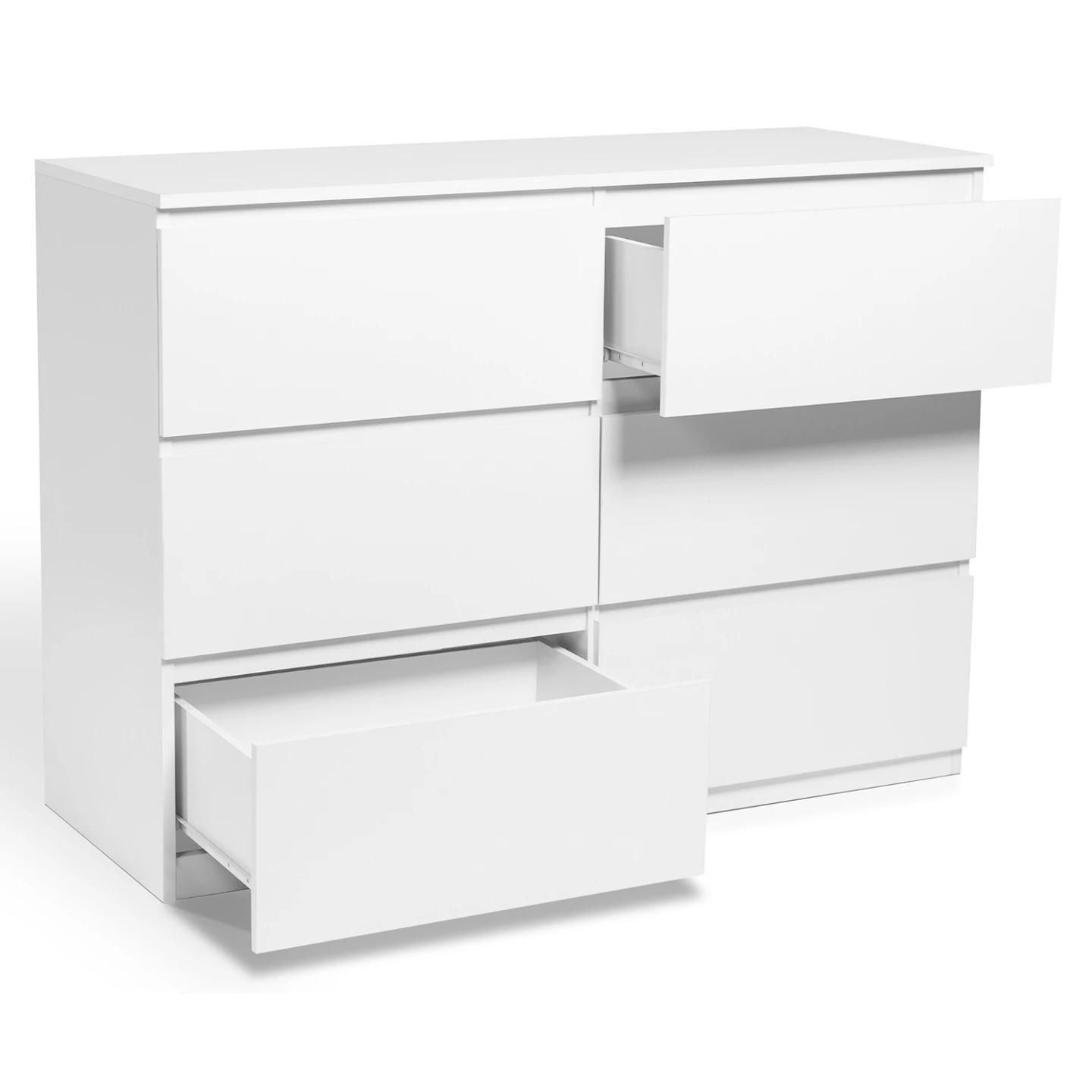 Commode 6 Tiroirs Tomi Bois Blanc - 4