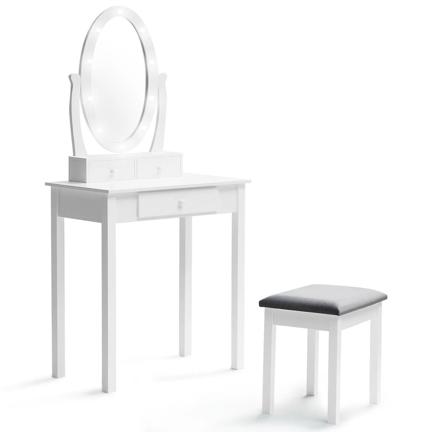 Coiffeuse Bella Avec Miroir Led Et Tabouret - 2