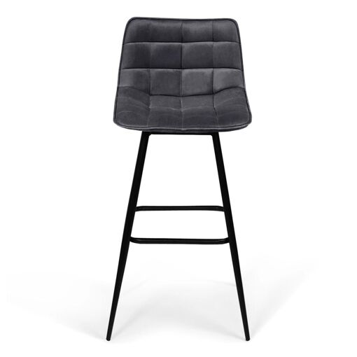 Lot De 4 Tabourets De Bar Mady En Velours Gris Fonc� - 3