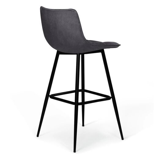 Lot De 4 Tabourets De Bar Mady En Velours Gris Fonc� - 4