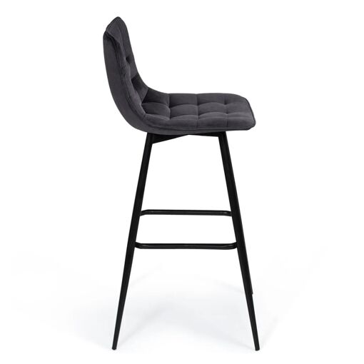 Lot De 4 Tabourets De Bar Mady En Velours Gris Fonc� - 5