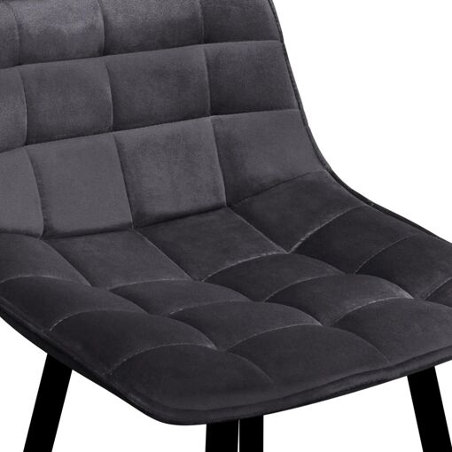 Lot De 4 Tabourets De Bar Mady En Velours Gris Fonc� - 6
