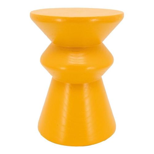 Tabouret "Pion" Artisanal En Bois De Paulownia Jaune ¿ Design Unique