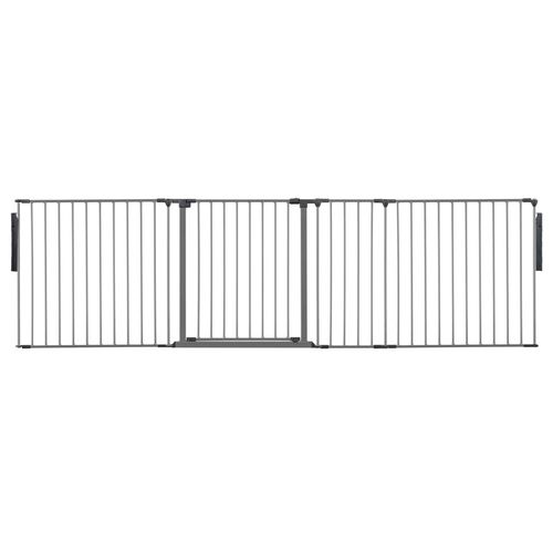 Safetots Séparateur De Pièce Multi-Panneau Premium, Jusqu'à 259cm De Largeur, Barrière Flexible Multi-Panneau Avec Porte Pour Bébés Et Tout-Petits, 70cm De Haut, Couleur Gris