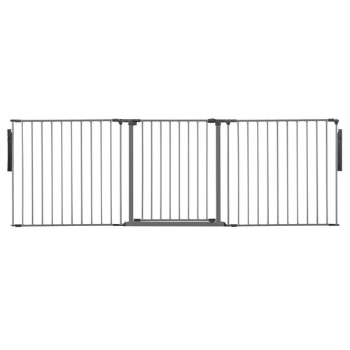 Safetots Séparateur De Pièce Multi-Panneau Premium, Jusqu'à 226cm De Largeur, Barrière Flexible Multi-Panneau Avec Porte Pour Bébés Et Tout-Petits, 70cm De Haut, Couleur Gris