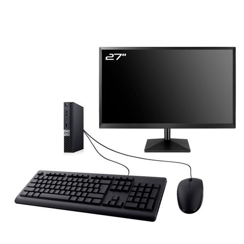 PC Dell OptiPlex 7060 Micro Ecran 27" Intel I3-8100T RAM 8Go SSD 240Go W11 Wifi