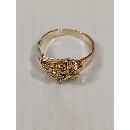 Bague Métal Doré,Forme Irreguliere ,Taille 17 Mm