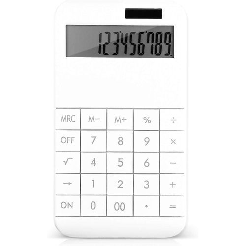 Fonction standard de calculatrice de bureau, grand écran LCD à 12 chiffres et grande touche, batterie / solaire - blanc