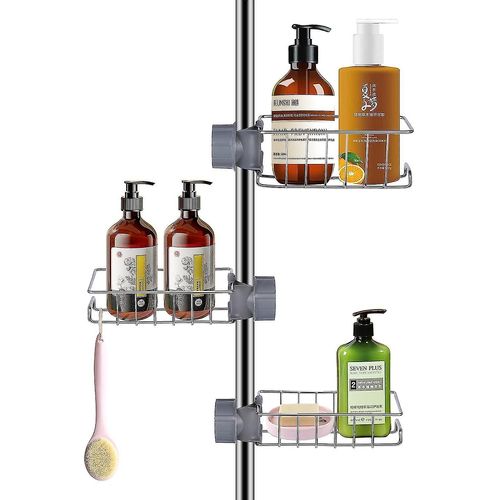 Support de savon de douche 3 pièces pour tige de douche en acier inoxydable, étagère de douche antirouille sans perçage, rangement de douche sans perçage, Porta Sapone Doccia Pour R