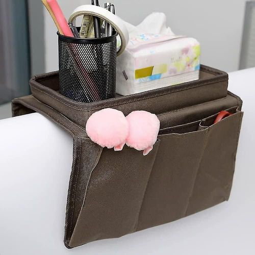Accoudoir de canapé avec porte-gobelet, accoudoir suspendu avec pochette Canapé boîte de rangement Fauteuil Magazine Télécommande Tv Dvd Livre