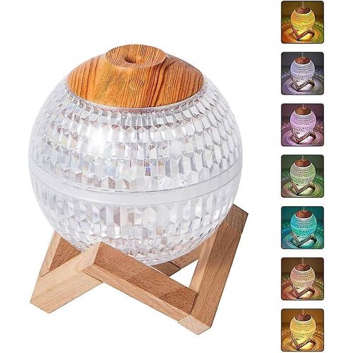 Humidificateur coloré de boule de cristal de veilleuse, humidificateur de veilleuse, humidificateur de refroidissement Diffuseur d¿huiles essentielles silencieux Humidificateur rechargeable USB pour H