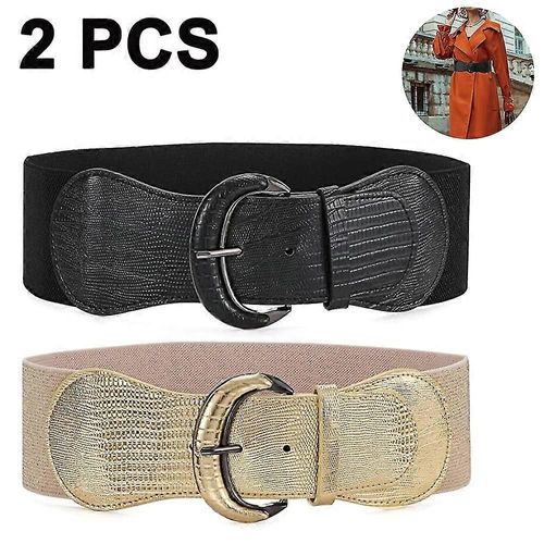 2 Pcs Femmes Stretchy Large Ceinture Ceinture Pour Robe Dames Ceinture Élastique Crochet Boucle