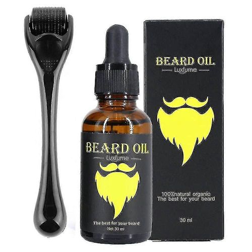 Kit De Croissance De La Barbe, Rouleau De Derma À Barbe 0,3 Mm, Huile À Barbe Pour Hommes La Croissance Des Poils Du Visage Favorise La Croissance Des Cheveux Nouveaux Et Anciens