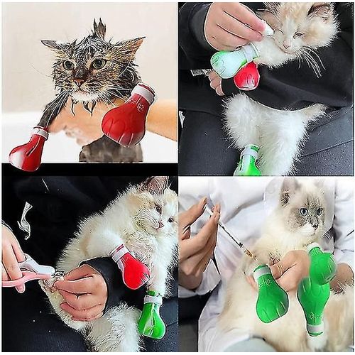 4 Anti - Scratch Silicone Pet Beauty Cat Foot Shoes Chaussures Pour Home Baignoire Rasage Contrôle Traitement, Bleu