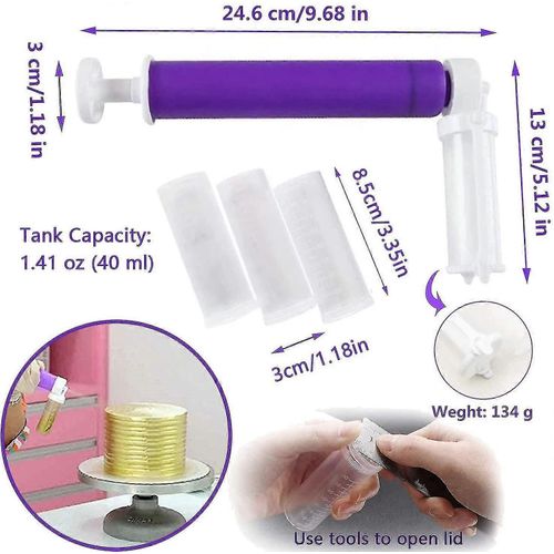 Aérographe manuel pour gâteaux Outils de décoration à paillettes, Bricolage Cuisson gâteau Airbrush Pompe pistolet de pulvérisation de coloration avec tube 4 Pcs, décoration de gâteau de cuisine Ki